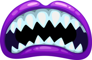 Monster mouth, roar scary jaws with sharp teeth