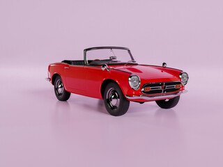 Retro Red Classic Car 3d Illustration