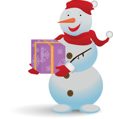 snowman with a gift on a white background 2023
