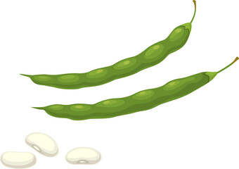 Bean green pods and seeds vector icon, veggies