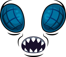 Monster face cartoon vector icon, creepy muzzle