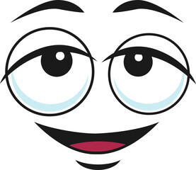 Cartoon face vector icon, funny dreaming emoji
