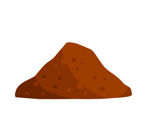 Pile of earth. Brown mound. Land and soil for farming. Flat cartoon