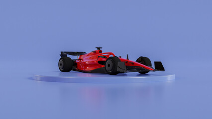 Red Fast Race Car on Podium 3d Illustration