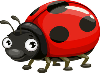 Cartoon ladybug vector icon, funny ladybird insect