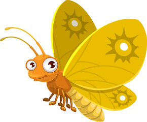 Cartoon butterfly icon, beautiful flying insect