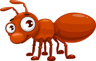 Cartoon ant vector icon, funny emmet cute insect