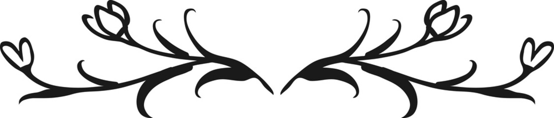 Floral border vector icon or header with flowers