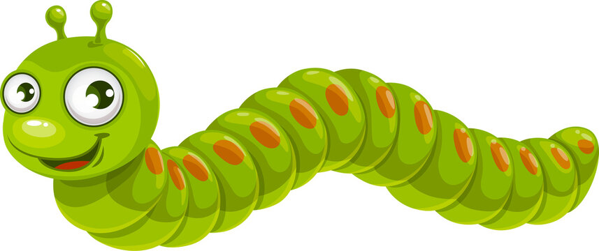 Cartoon caterpillar vector icon, green insect