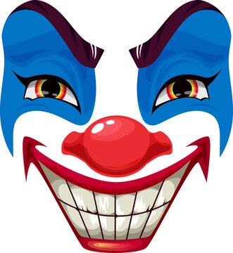 Scary clown face vector icon, Halloween funster