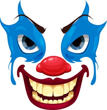 Scary clown face vector icon, Halloween funster