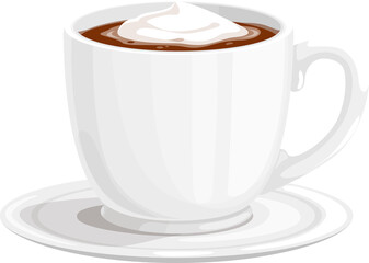 Cup of hot chocolate with cream isolated beverage
