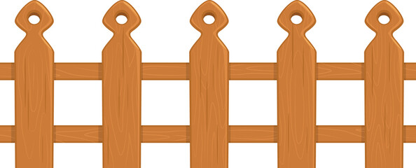 Wooden garden fence isolated realistic bounadry