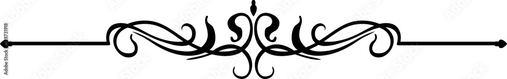 Poster text separator line with floral ornament isolated