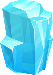Ice crystal, blue frozen floe vector salt block