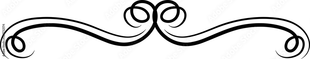 Wall mural text separator line with curly wave swirl isolated