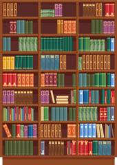 Bookcase vector icon, shelf with books in library