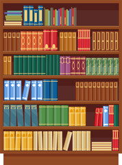 Bookcase vector icon, library shelf with books