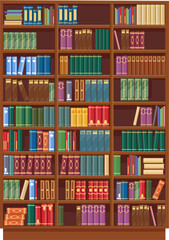Bookcase vector icon, library shelf with books