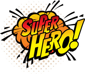 Super hero pop art comic halftone cloud or bubble