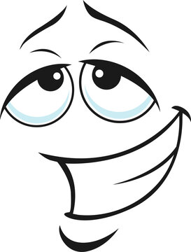 Grumpy emoticon with strained smirk smile isolated