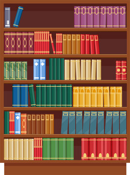 Bookcase vector icon, library shelf with books