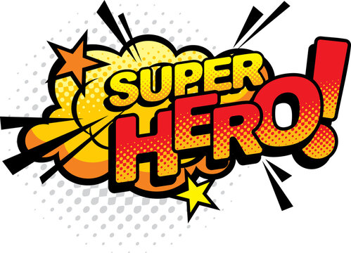 Super hero pop art comics half tone bubble icon