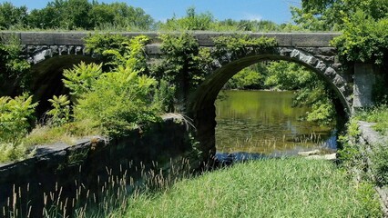 Ruins of Richmond Aqueduct used by Erie Canal to cross the Seneca River in New York State