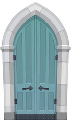 Medieval cartoon gate door, medieval castle entry