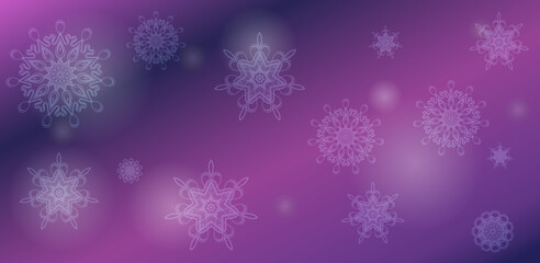 Naklejka na ściany i meble Snowflakes falling on purple background