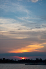 sunset over Jamuna river of Gaibandha, Bangladesh