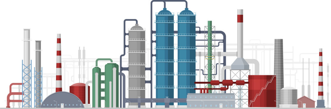 Oil Refinery Industrial Complex, Factory Building