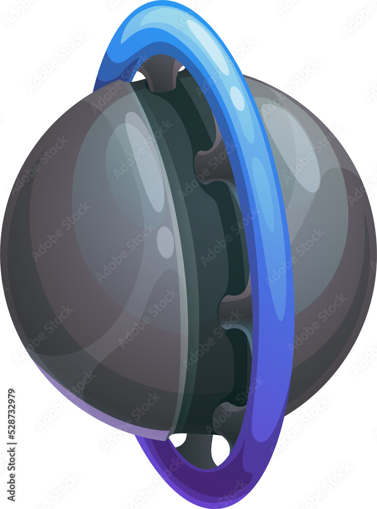 Poster saturn cartoon planet rotating over orbit isolated