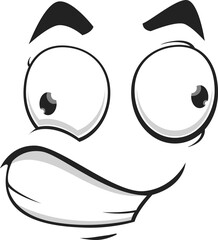 Cartoon face with slanting eyes and tight smile
