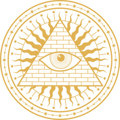 Esoteric occult vector symbol Eye in egypt pyramid