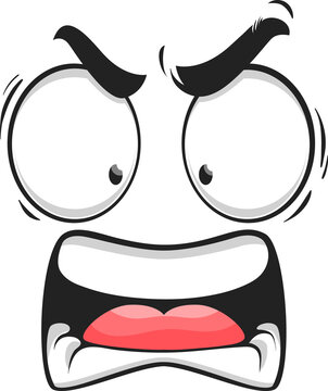 Cartoon angry face vector furious yelling emoji