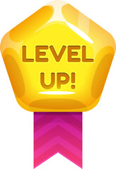 Rating or level up isolated medal ribbon award