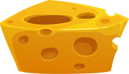 Swiss cheese block or piece isolated dairy food