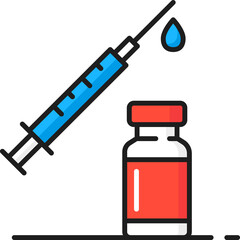 Vaccination line icon isolated bottle with vaccine
