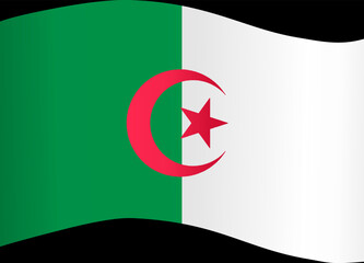 Algeria flag flying on white background