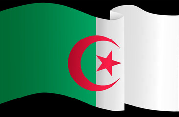 Algeria flag flying on white background