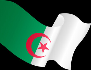 Algeria flag flying on white background