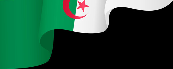 Algeria flag flying on white background