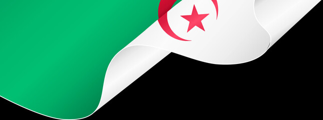 Algeria flag flying on white background