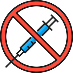 Syringe under forbidden sign, anti vaccination
