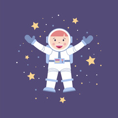 Astronaut. Cosmonaut. Vector illustration of an astronaut. Astronaut in space. A man in space