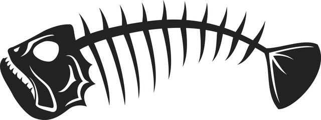 Piranha fish skeleton underwater animal silhouette © Vector Tradition