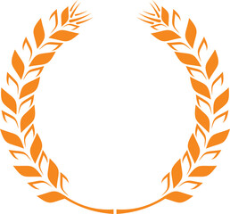 Rye spikes wheat cereal grain, laurel wreath crown