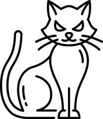 Halloween pet witch black cat isolate outline icon