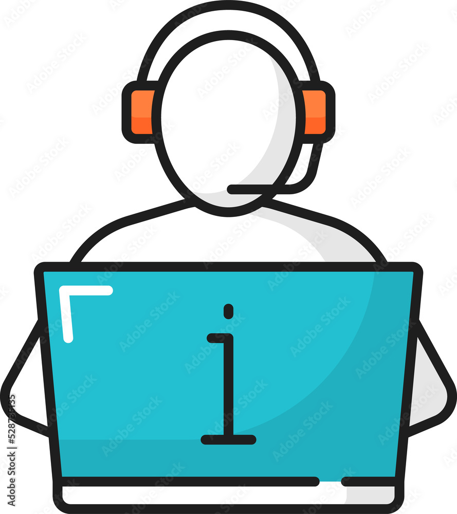 Aufkleber support center operator in headset type on laptop